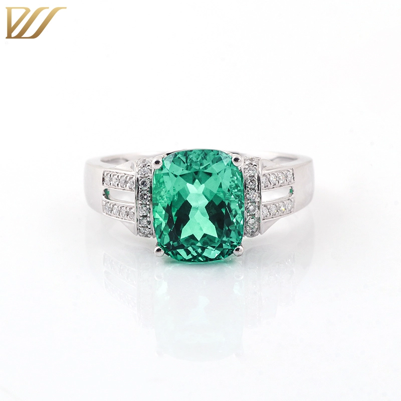 Colombian Emerald & Diamond Engagement Ring In 18k White Gold Setting Premium Fine Jewelry 1