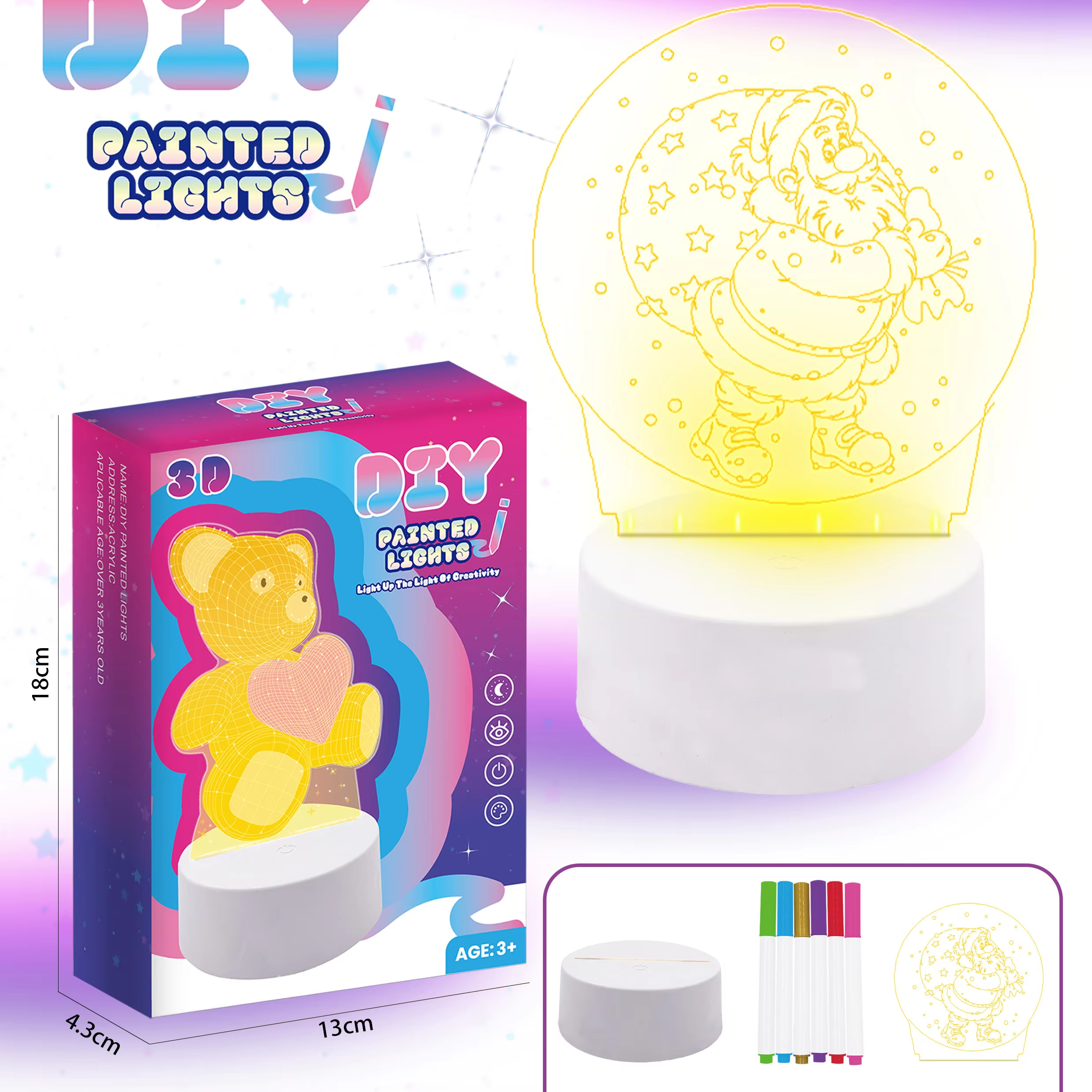 Creative Acrylic Lamp  Gl-CY18 3 Color Changing Drawing Board USB Touch Night Light Guangli 1