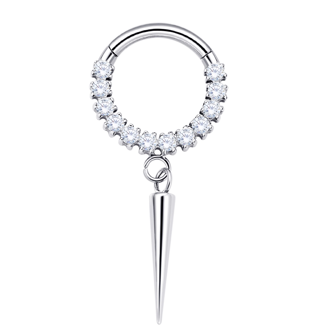 Eternal Metal Astm F136 Titanium Delicate Unique Hinged Segment Snake Shape Clicker With Spike Dangle Piercing Jewelry 1