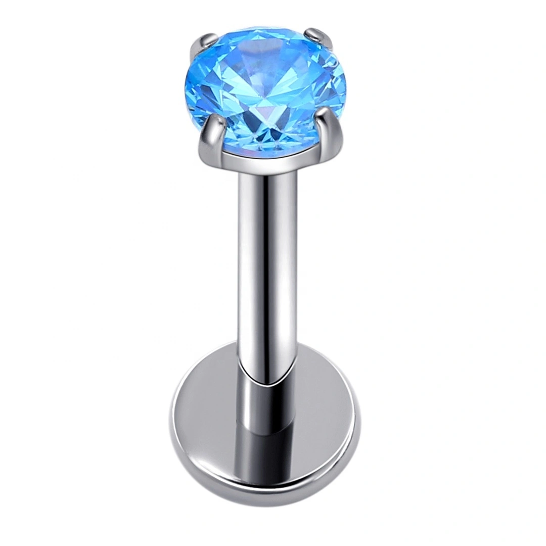 Eternal Metal Astm F136 Titanium Threadless Labret Studs With Prong Setting Cz Piercing Jewelry Stud Earrings 1