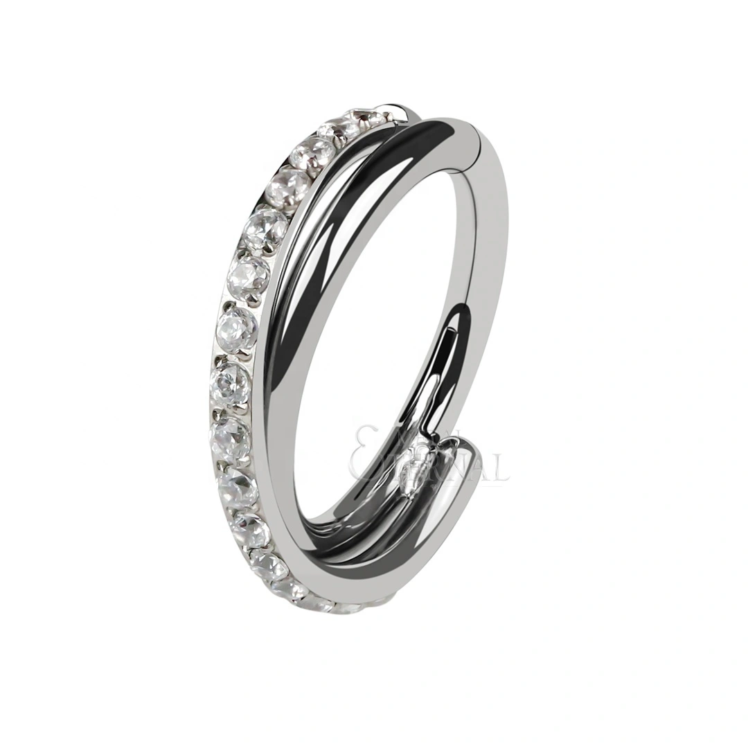 Eternal Metal High Quality Precision Cnc Setting Cz Two Lines Cross Astm F136 Titanium Hinged Segment Ring 1