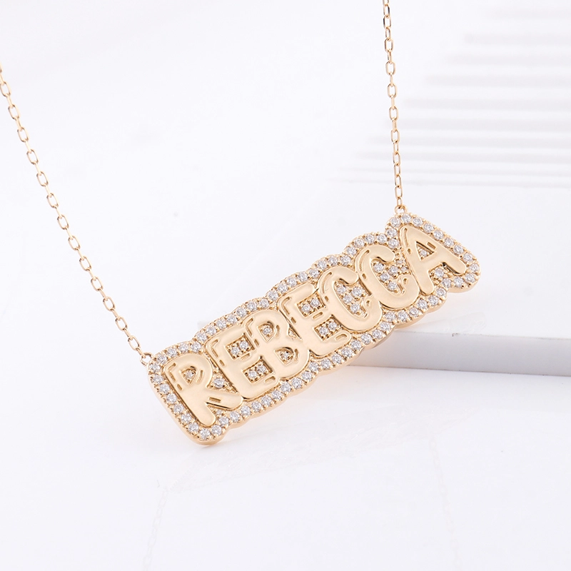 Unique Initial Necklace Cluster Necklace In 14k Gold Name Pendant Name Statement Necklace Rebecca 1