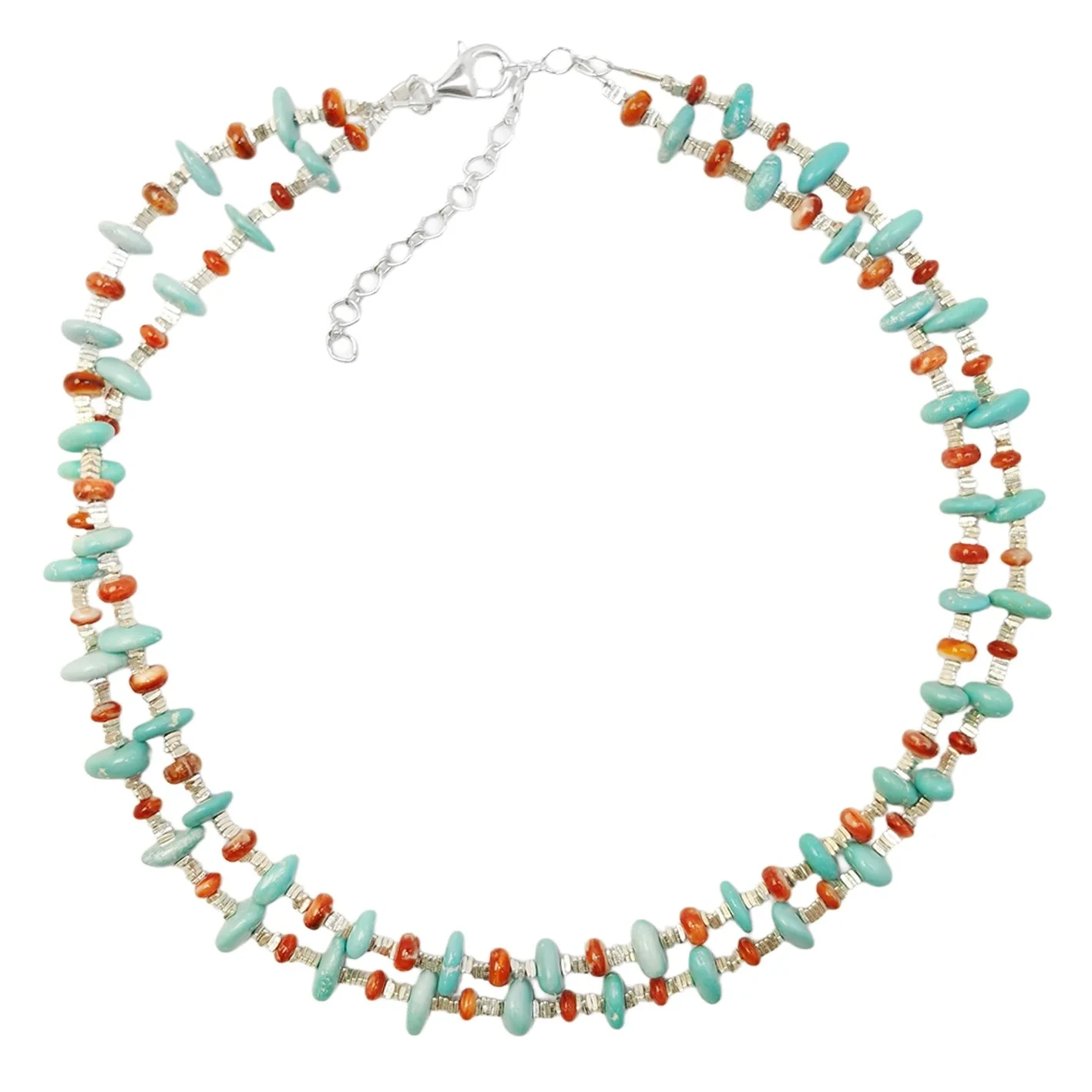 Varm dubbellager turkosröd Spiny Oyster S925 Silverhalsband Gudinna Halsband Naturturkos jul 1
