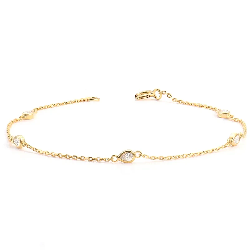 Luxury Moissanite Diamond Iced Out Bijoux 14k Jaune Gol Couleur Double Rows Tennis Bracelets en or pour femmes Charmes 1