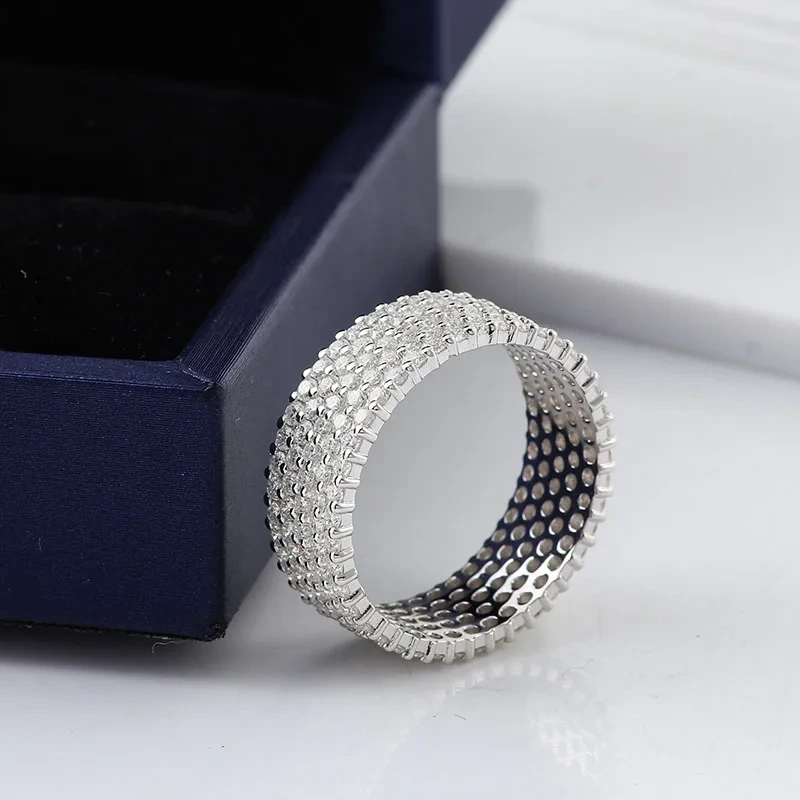 Hot Sale Fashion Customized Moissanite Diamond Simple Silver S925 Engrave Ring Band For Men 1