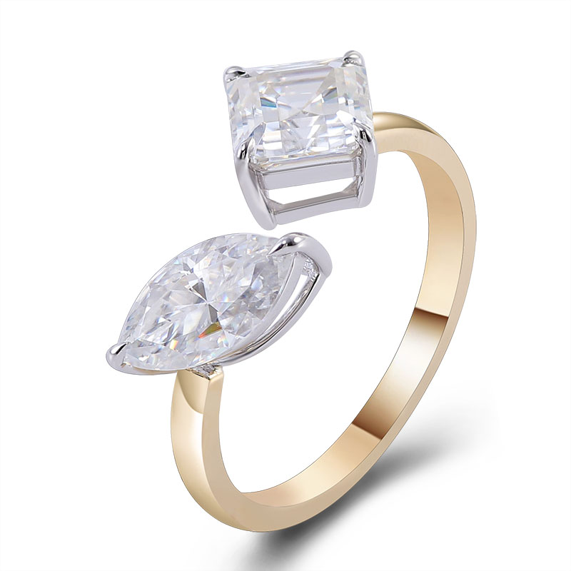 10 Karat Gelbgold Mode Großhandel Custom Moissanite Luxus Asscher <000000> Marquise Cut Verlobungsring für Dame Frauen Ringe 8
