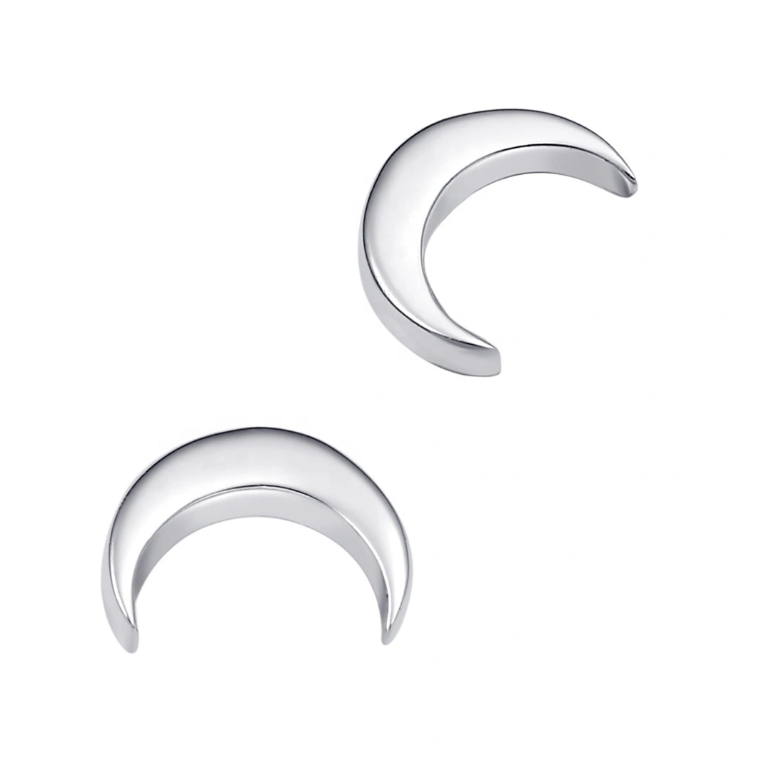 Eternal Metal 14k Solid White Gold Threadless Tops With Moon Shaped Piercing Jewelry 1