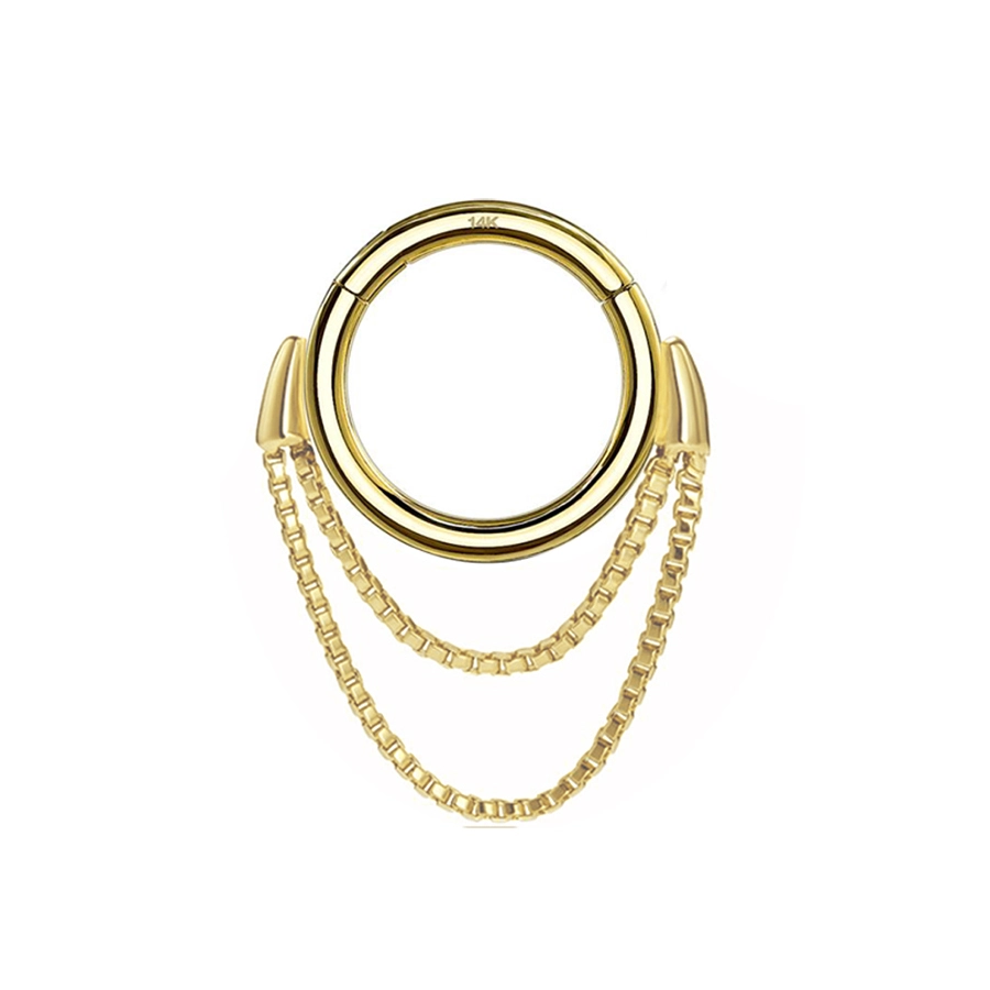Eternal Metal 14k Solid Gold Layered Box Chain Hinged Segment Clicker Piercing Jewelry Ring 1