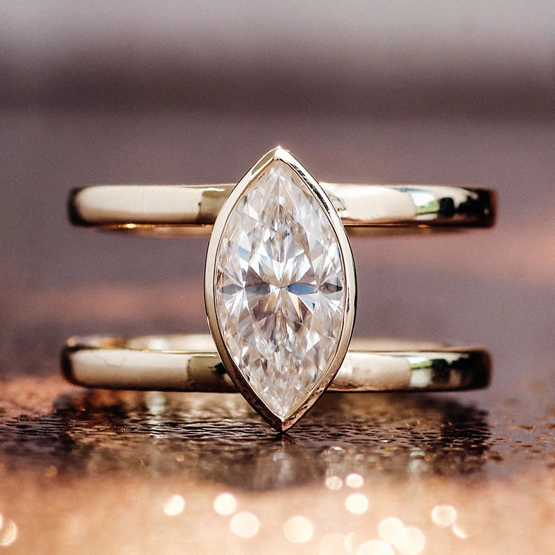 Custom Jewelry 18k 14k 10k Solid Yellow Gold Vvs Clarity Gra Certified Moissanite Diamond Wedding Ring Set Jewellery For Couple 1