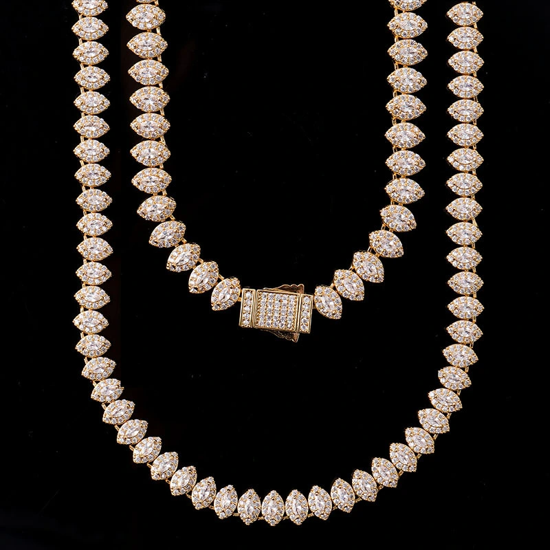 2025 Hip Hop Bling Schmuck 925 Sterling Silber Diamant Kubanische Ketten Benutzerdefinierte Marquise Diamant Halskette Für Männer Und Frauen 1