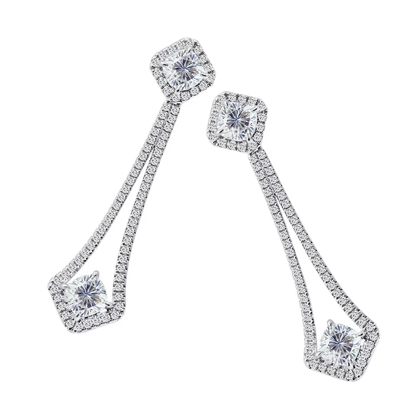 Boucles d'oreilles longues en or blanc 18K 1