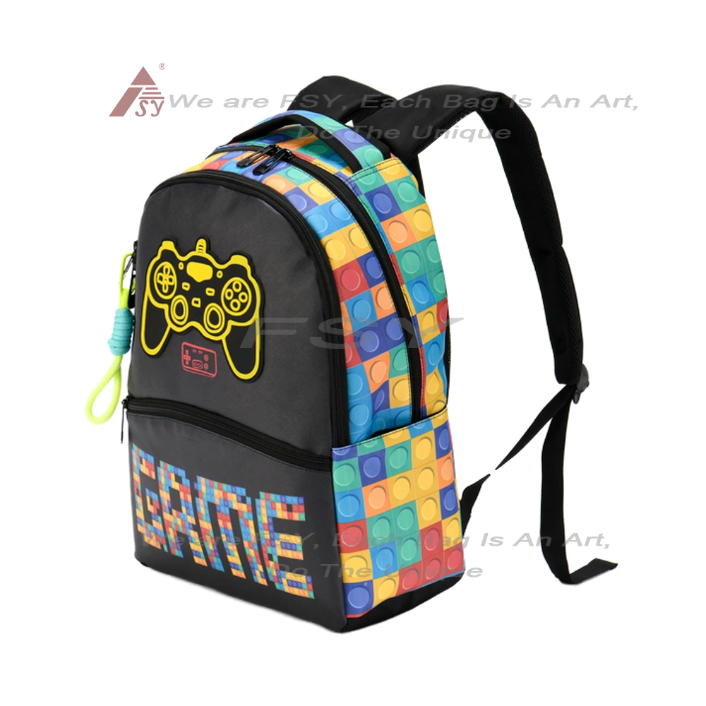 Recycled Waterproof School Bag College Gamepad Simple Design Casual School Teenager Custom Print Student Backpack For Travel 1
