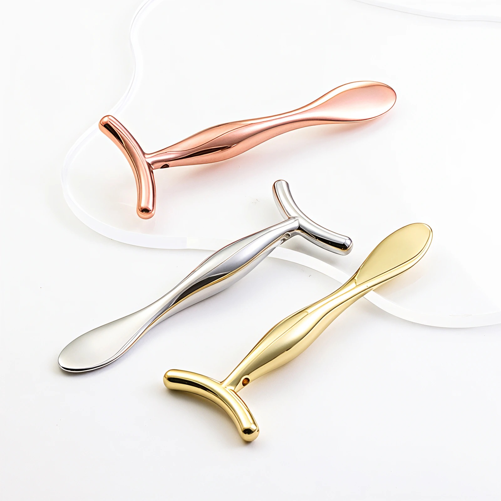 T-Shaped Metal Spoon Face Lifting Massage Tool & Anti-Wrinkle Essentials Cosmetic Wand for Eye Cream Makeup Tools 1