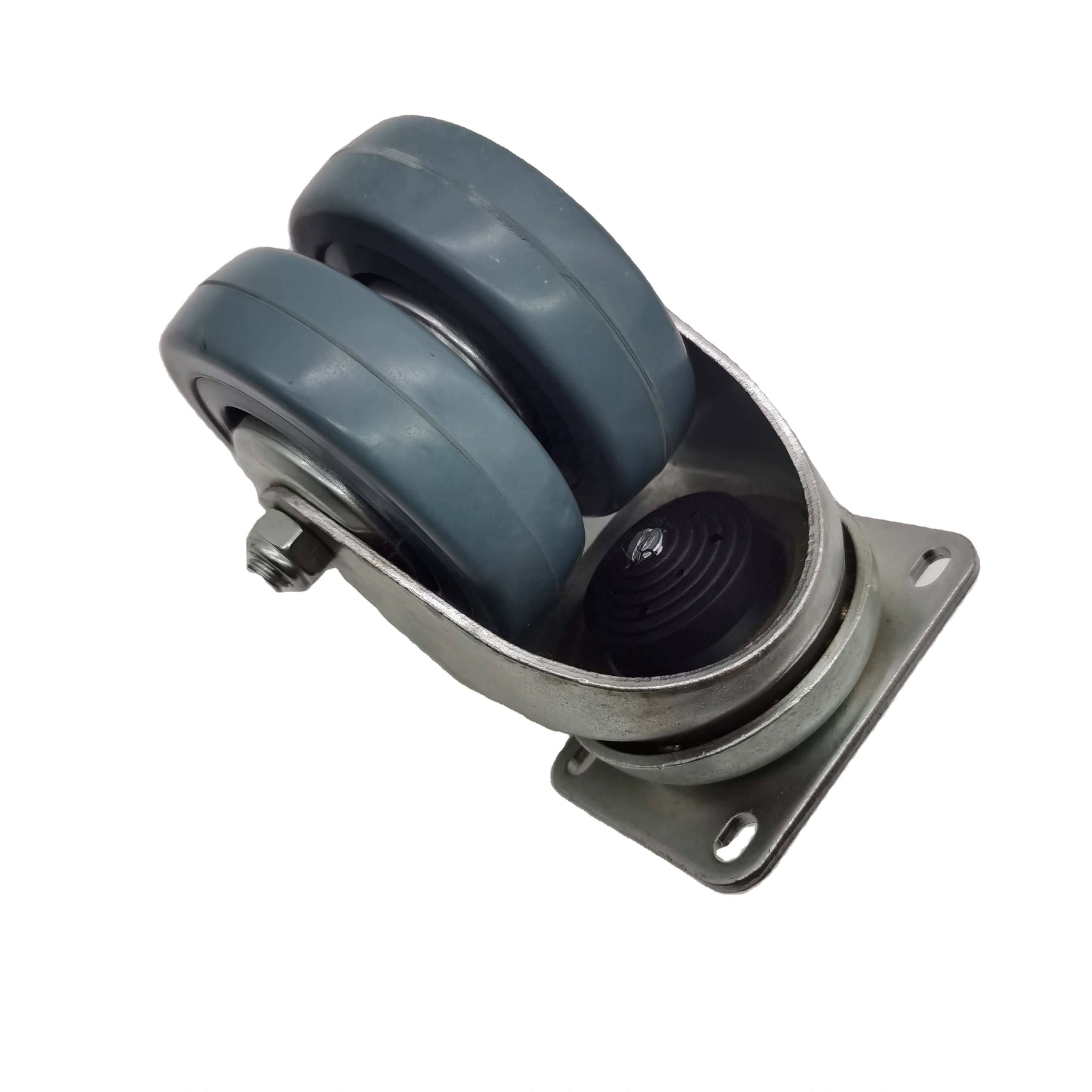 75mm Twin Thermoplatic Rubber Aircraft Cart Inflight Meal Trolley Swivel 100kg Load Central Locking Caster Wheel 1
