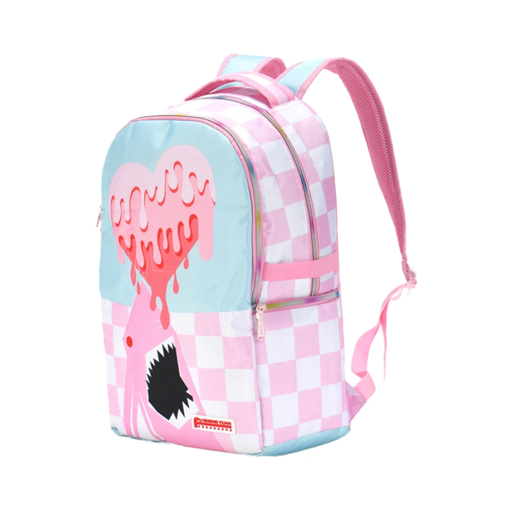 Fsy Lovely-shark Pink Student Backpack Foe Female Custom Logo Print School Backpack Leisure Travel Backpacks Laptop Lightweight 1