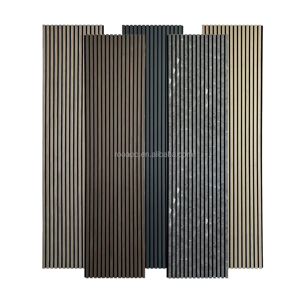 Easy Install Wood Slat Acoustic Panels Indoor Soundproof Wall Noise Reduction 1