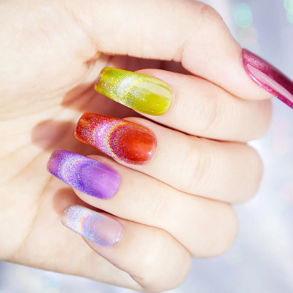 Bozlin 24-Color Semi-Permanent Cat Eye Magnetic Glitter Gel Nail Polish 1