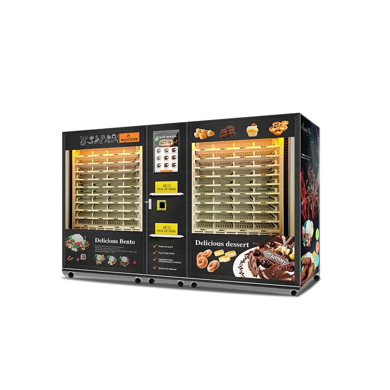 Haloo 21.5-inch touch screen dual microwave oven large capacity hot food vending machine for use in campus industrial parks 1