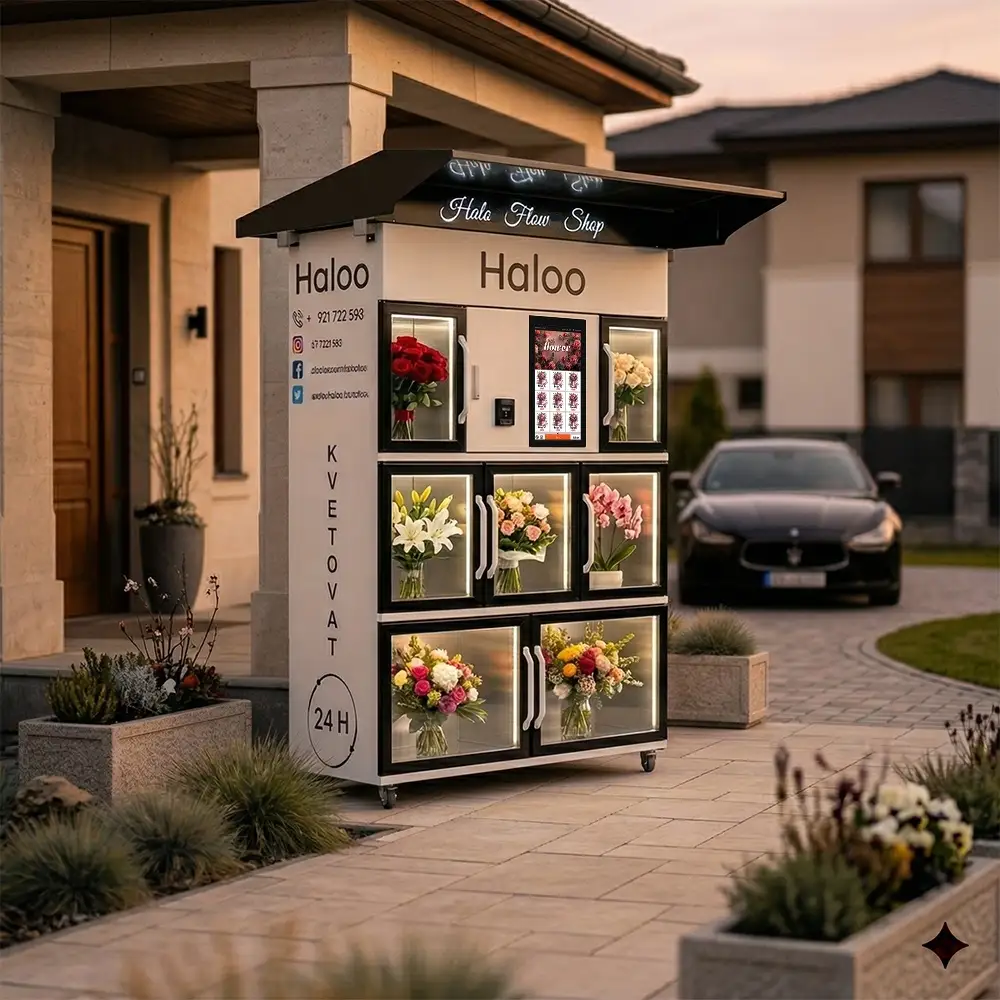 Haloo Outdoor Smart Flower Vending Machine with Canopy | 24/7 Automated Flower Kiosk Manufacturer 1