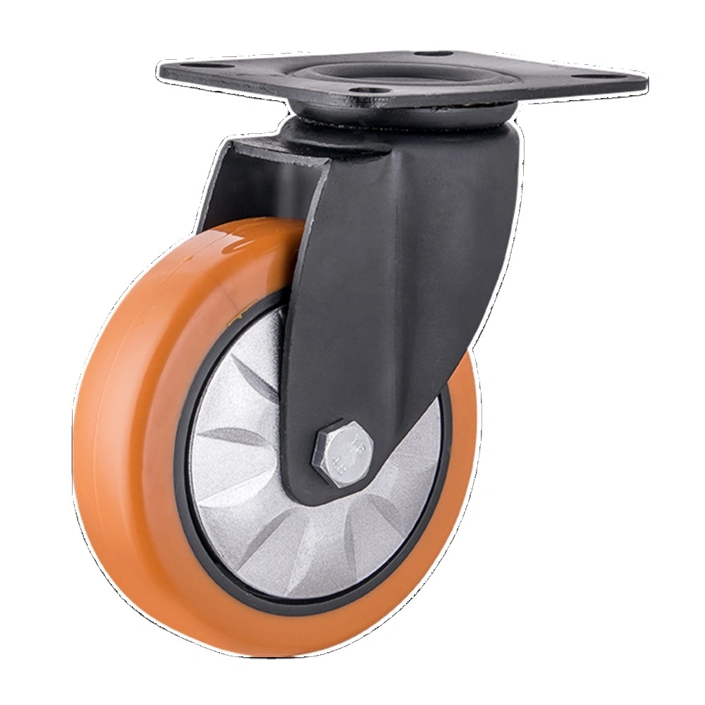 Mid Heavy Duty Industrial 150 mm Swivel Plastic Thread Guard Orange Swivel PU Handle Trolley Caster Wheel1 1