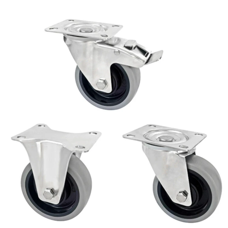 3.5/4/5 Inch Fixed Tpr Antistatic Rigid Caster Removable Casters Wheels For Workbench 1