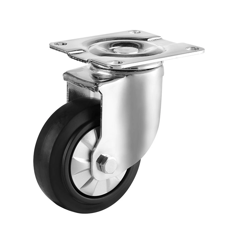 Black Double Ball Bearings 4/5 Inch 100mm 125mm Mid-heavy Duty Hi-elastic Tpr Caster Wheel 1