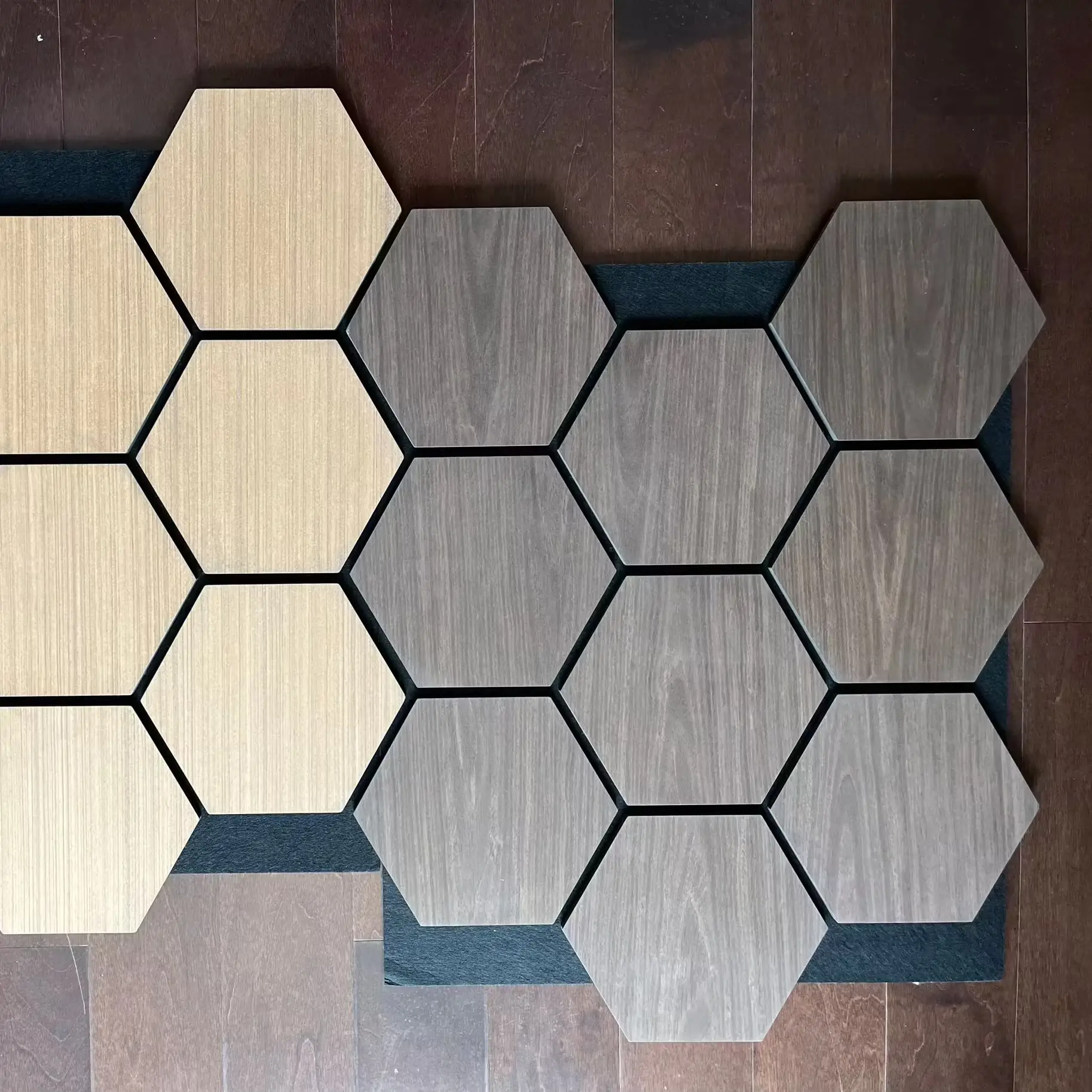 3D Hexagonal Self-Adhesive Acoustic Panels Black for Soundproof Studio & Living Room 1