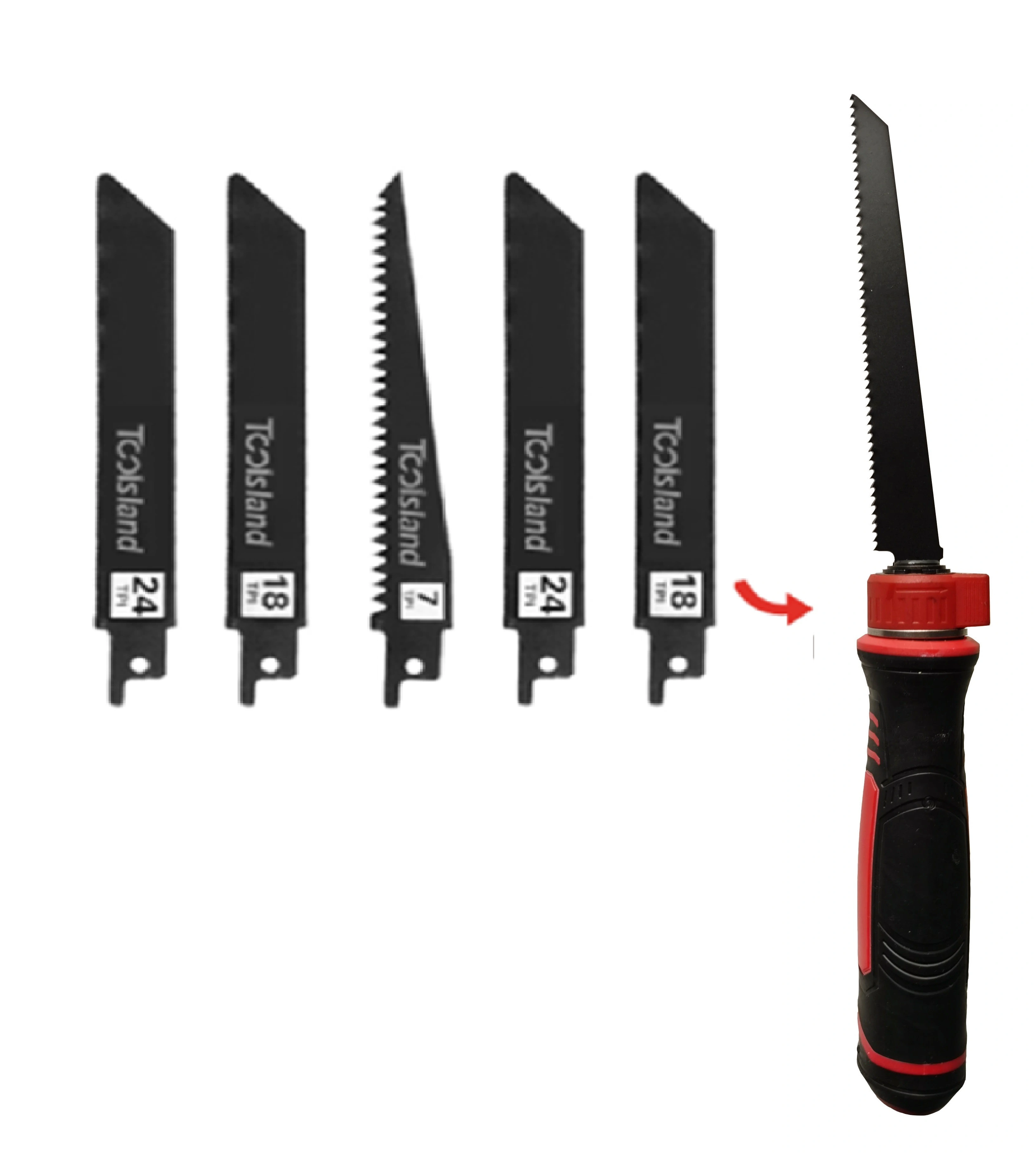 Juego de sierras recíprocas personalizadas de 6 piezas con múltiples hojas para madera, metal, plástico y materiales duraderos. 1