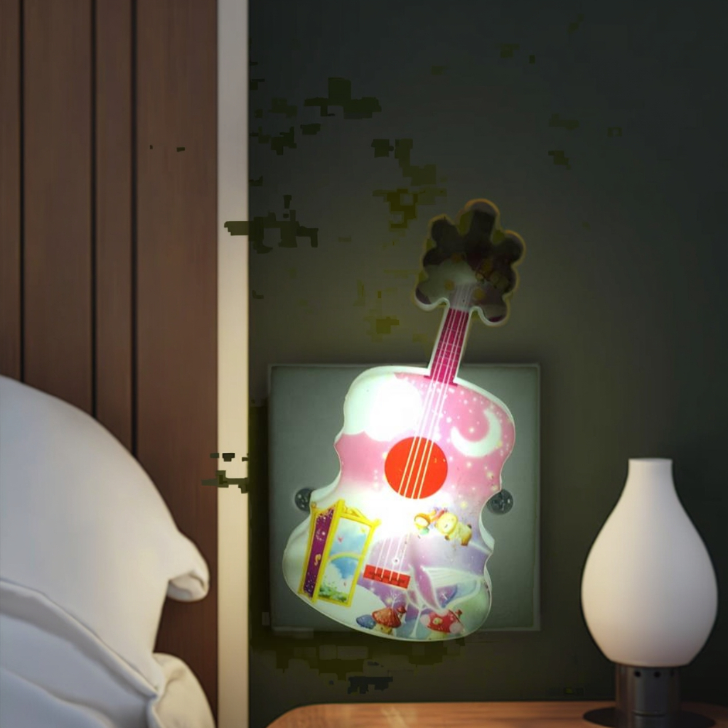 OEM Guitar Lamp Night Light W060 For Children's Bedroom ABS Modern Design Warm White Emitting Plug-in Power Cute Gift 1