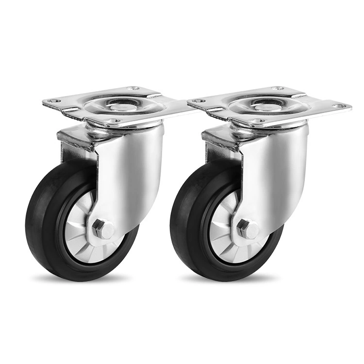 Customizable Oem Thermoplastic Rubber Black Wheel 4/5 Inch Mid-heavy Duty Hi-elastic Tpr Top Plate Caster For 130-150 Kgs 1