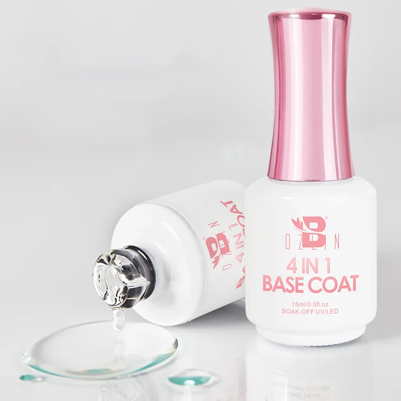Bozlin 4 in 1 15ml No Wipe UV LED Gel Base Coat & Reinforcement Nail Glue 1