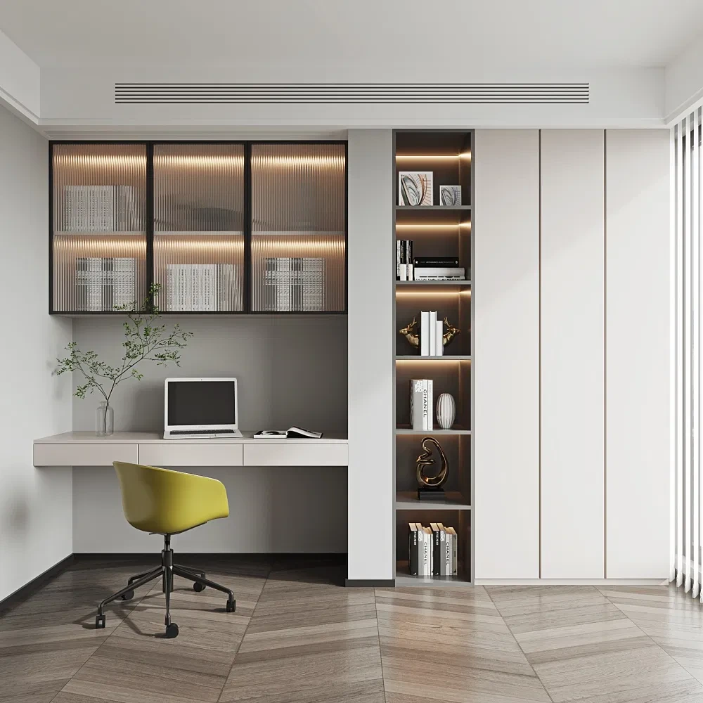 Swete Modern Style White Study Bedroom Desk Bookcase Custom Design Particle Board 1