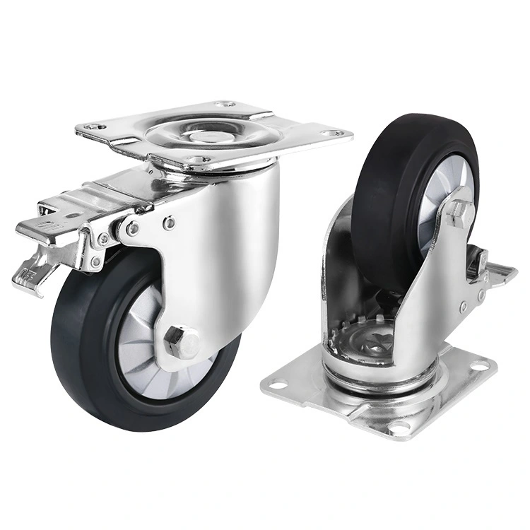 5inch Brake Plate Steel Plated For Caster Wheel Tpr Mid Heavy Duty Tool Cabinet Hi-elastic Caster 1