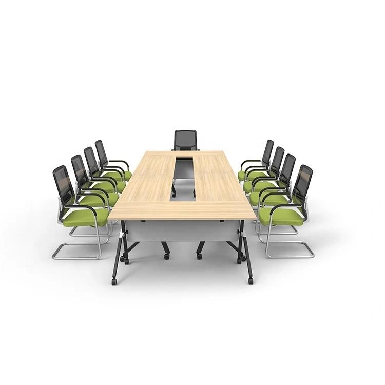 Moderner Schreibtisch aus Holz mit Stahlrahmen – Neues Produkt: Rechteckiger Klapptisch für Schulungen 1