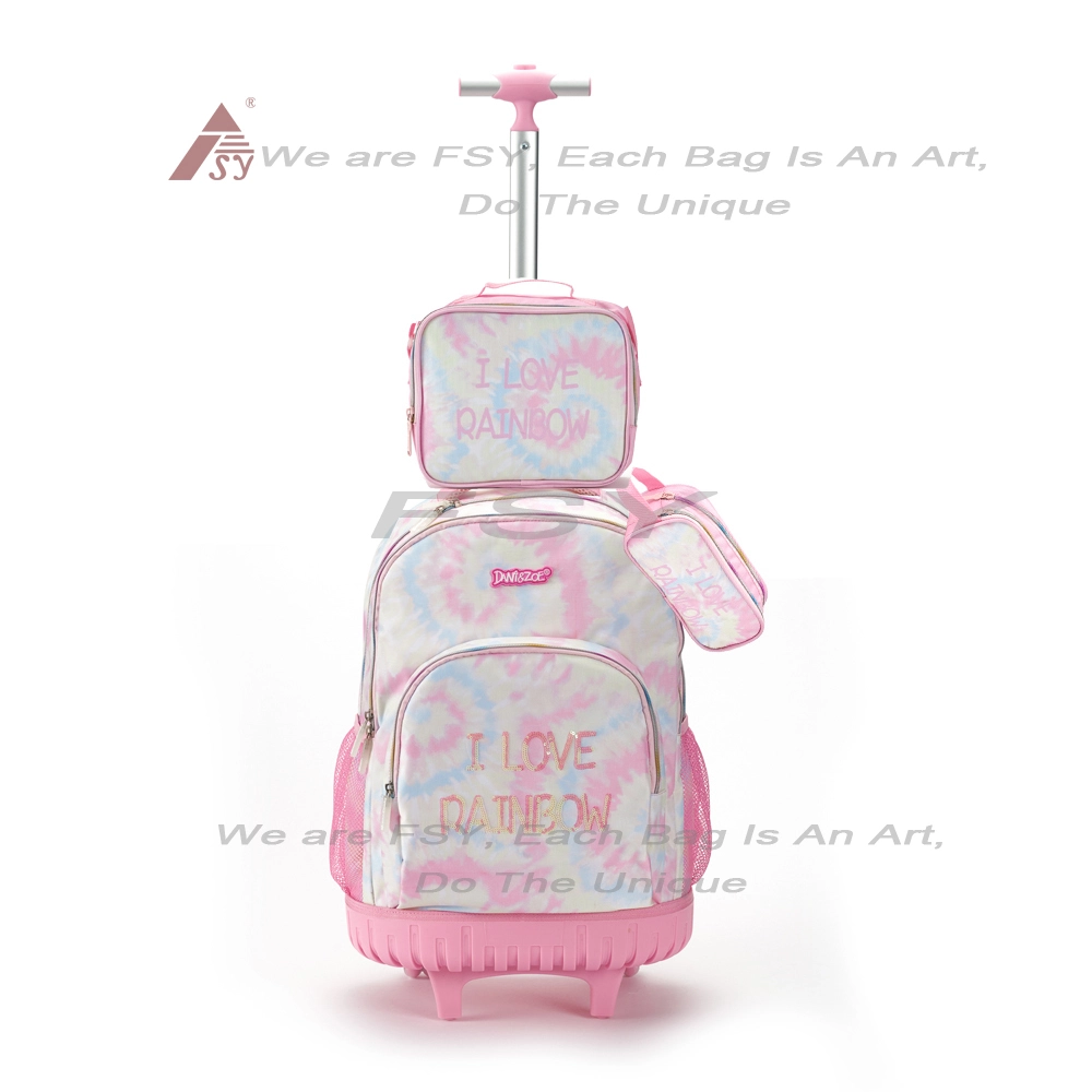 2024 Wholesale Custom New Kids Wheels School Bags 3 In 1 Set Student Children Girls Luggage Sets Trolley Backpack 3 Pieces 1