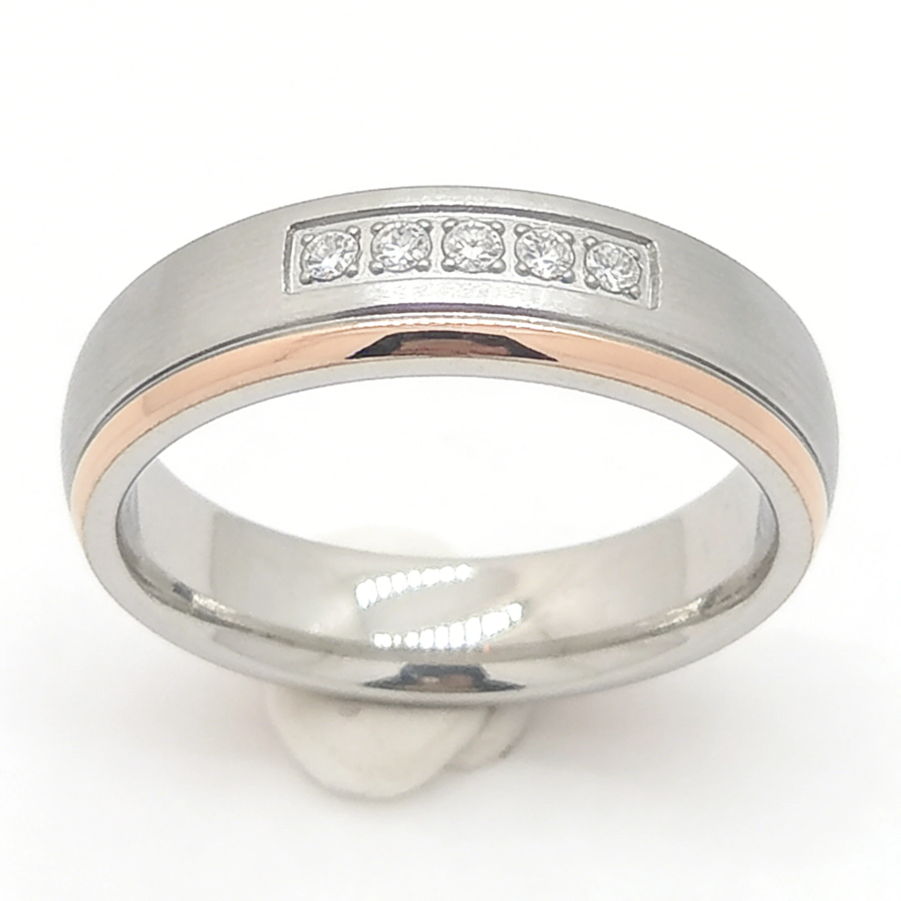 Anello eternity con diamanti naturali in oro rosa 9 carati e oro bianco 9 carati per matrimonio. 1