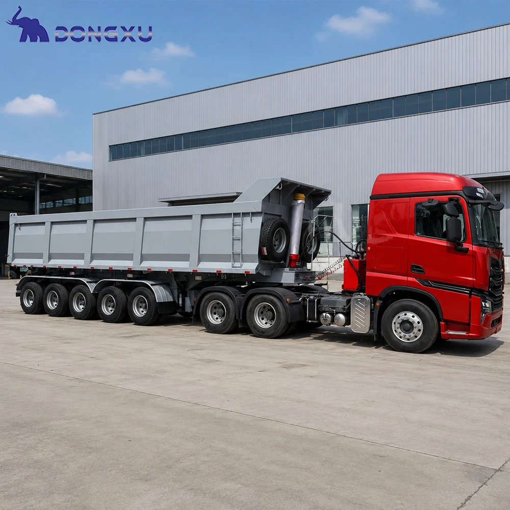 Dump Trailer 4 Axle 2-axle Aluminum End Semi Dump Dumper Trailer 3