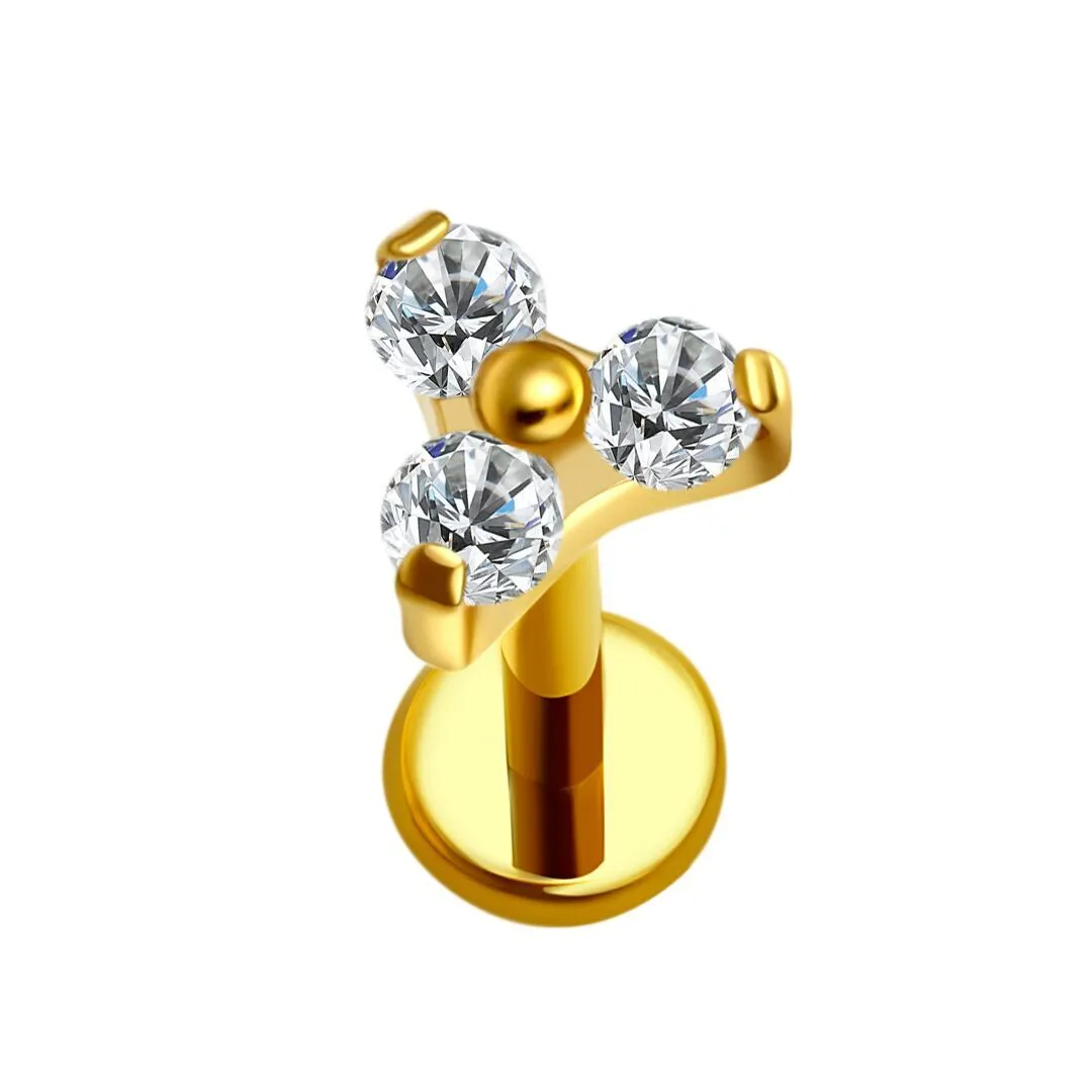 Eternal Metal 16g Astm F136 Implant Grade Triangle Cz Titanium Internally Threaded G23 Titanium Piercing Titanium Piercing 1