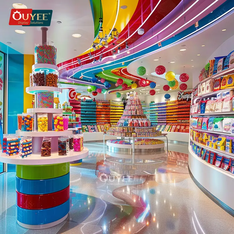 عرض حلويات ووجبات خفيفة مع صندوق توزيع الحلوى 1