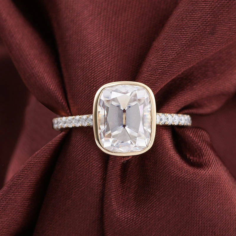 Provence Bijoux Style classique Old European Cut Moissanite Diamond Ring 10k Yellow Gol Fine Bijoux Anneaux 1