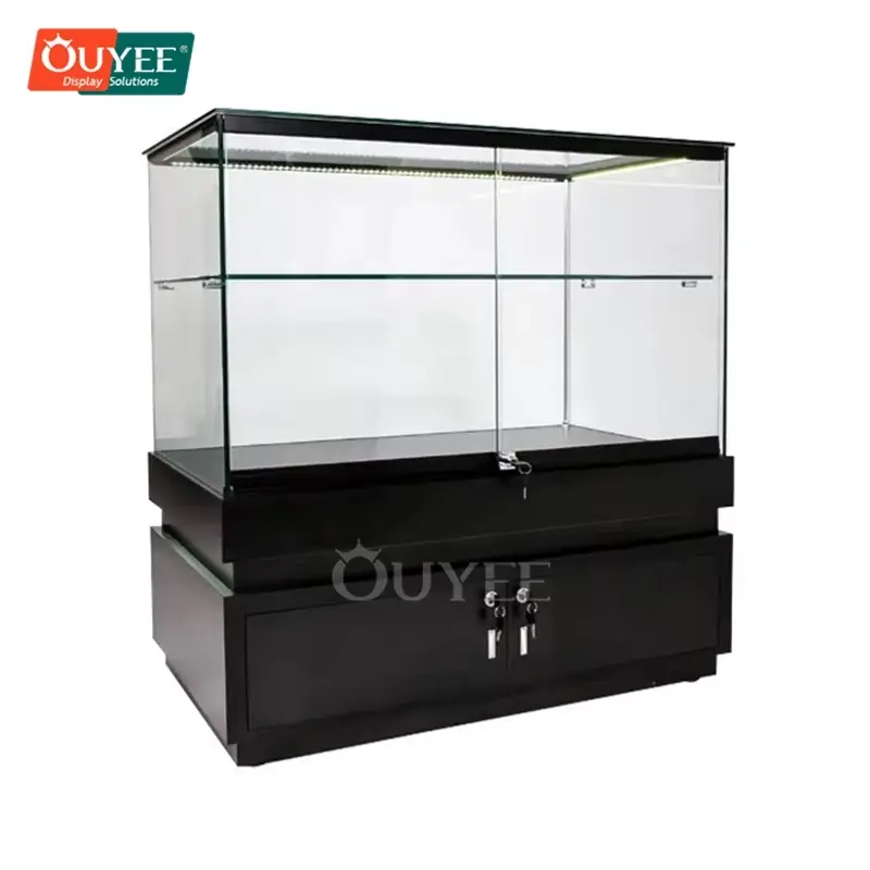 خزانة عرض LED قائمة بذاتها مصنوعة من خشب MDF وباب زجاجي مقوى 1