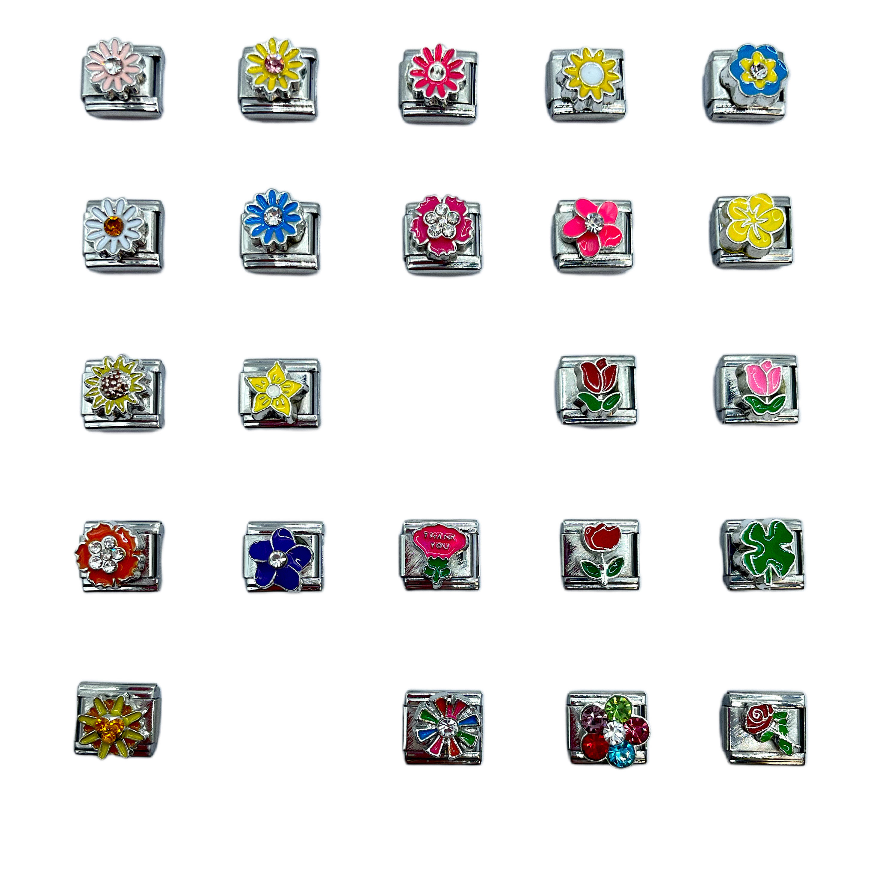 2024 Diy Personalized Shining Flower 304 Stainless Steel Italian Charm Bracelet 9mm * 10mm Module 1