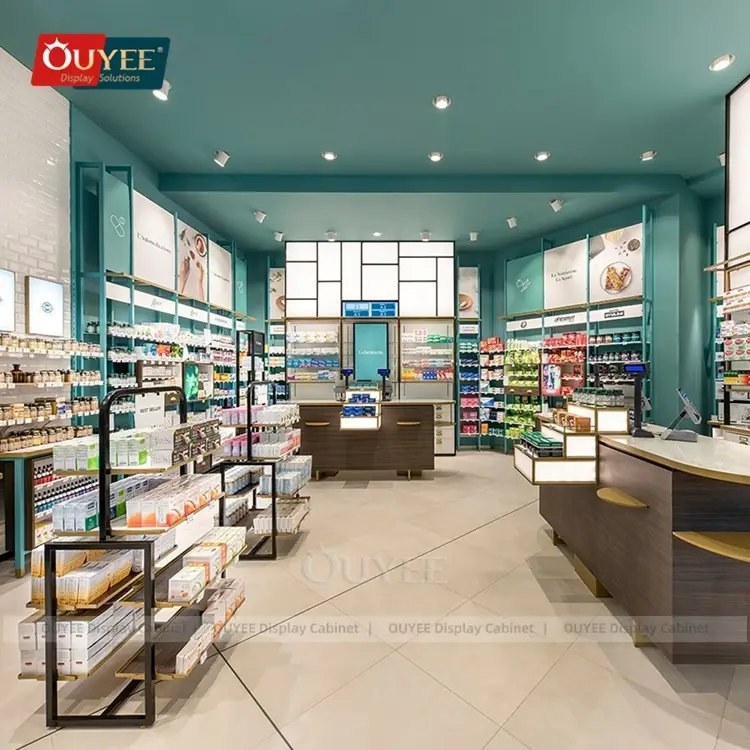 Móveis personalizados para farmácia, expositores de cosméticos, prateleiras de metal para exibição de cosméticos 1