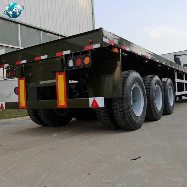 Transporte de contenedores de 3 ejes semi de cama plana 1