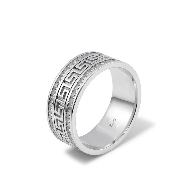 10k White Gold 0.08 Carats D Color Moissanite Diamond Wedding Ring Men's And Women's Velvet Ring Box 1