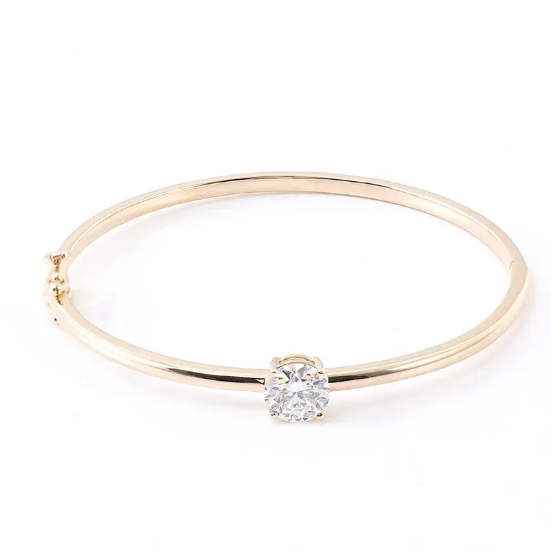 Bijoux fantaisie en gros Charm14k Bracelet jonc en or jaune pour fille dame femmes perles de pierre Bracelet de mariage 1