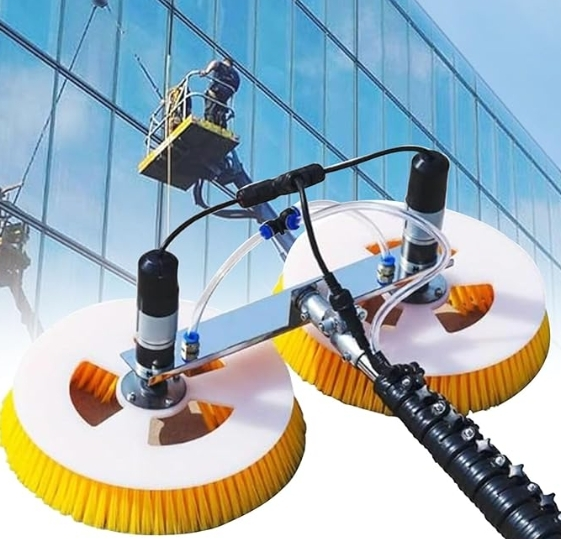 Outdoor Window Rooftop Cleaning Kits with Double Disc Heads 1