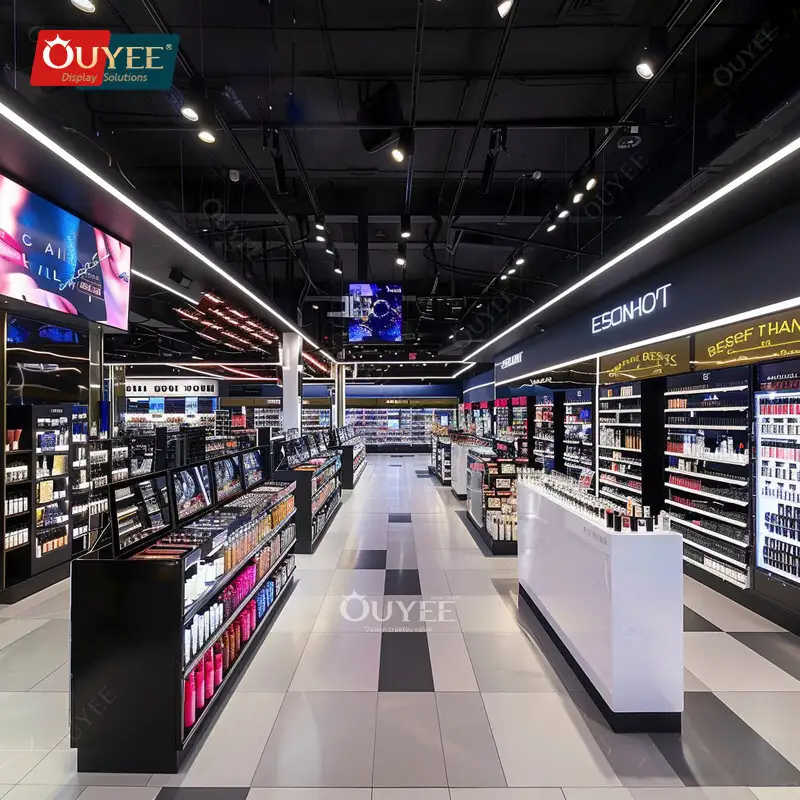 Vitrine pour cosmétiques et parfums, rayon perruques 1