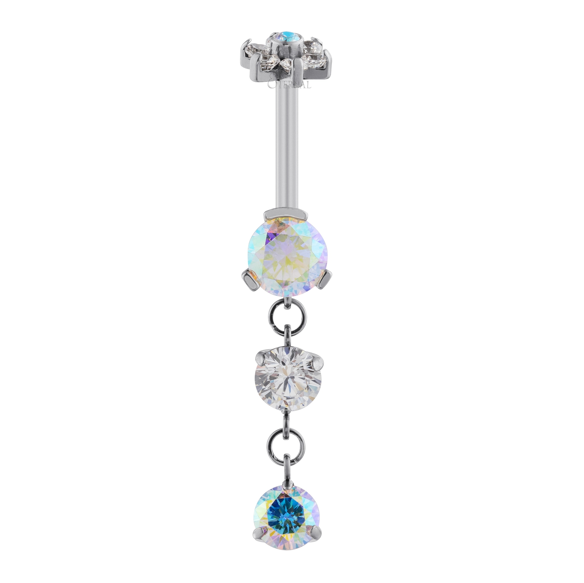 Eternal Metal Astm F136 Titanium Internally Flower Cz Belly Ring Jewelry Fine Jewelry Piercing Jewelry 1