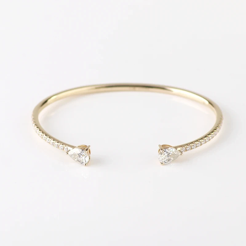Bracelet en or jaune massif 10 carats avec moissanite ronde de taille 5 x 8 mm de Provence Jewelry, style romantique, cadeau pour femme 1
